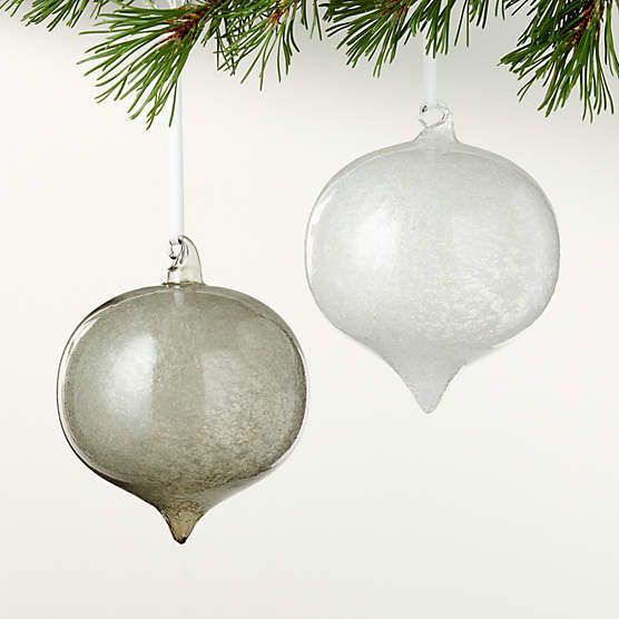 Lumi Smoke Textured Glass Christmas Tree Ornament | CB2 | CB2