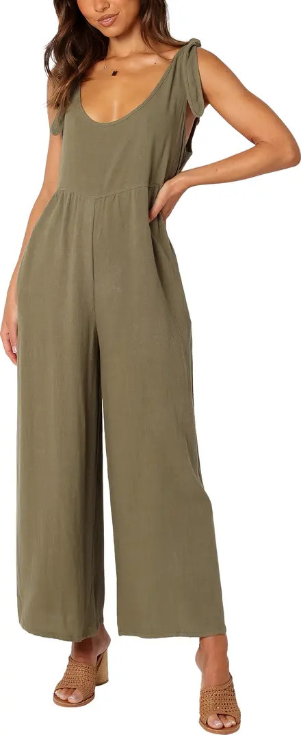 Ayla Tie Shoulder Wide Leg Linen Jumpsuit | Nordstrom