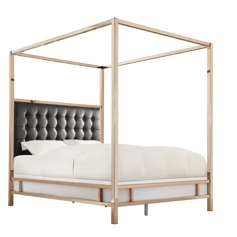 Pettaway Tufted Low Profile Canopy Bed | Wayfair North America