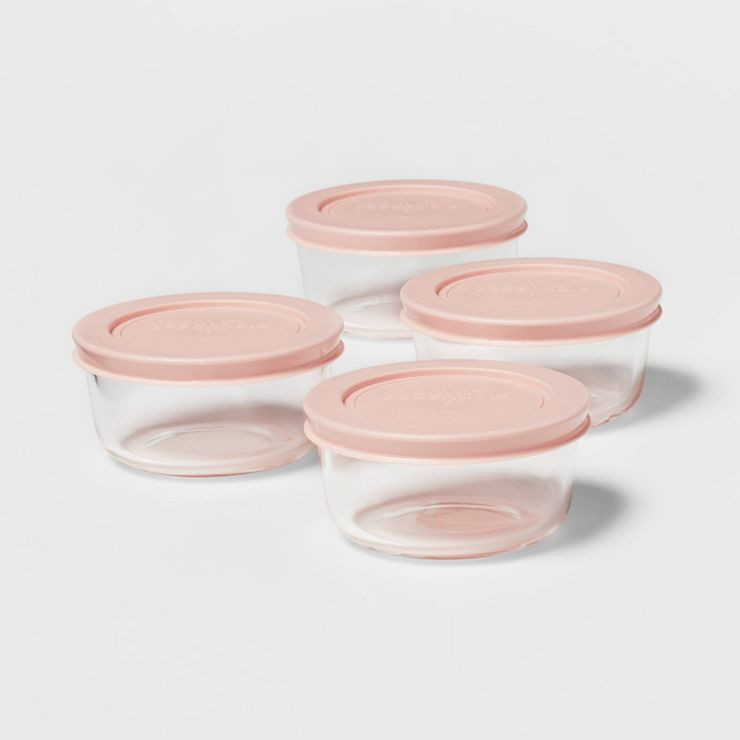 4pk (8pc) 1c Round Glass Food Storage Container Set - Room Essentials™ | Target