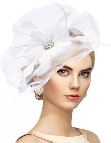 Zinniday Vintage Tea Party Hat - 2026 Mesh Kentucky Fascinators Headband Flower Feather Derby Hat... | Amazon (US)