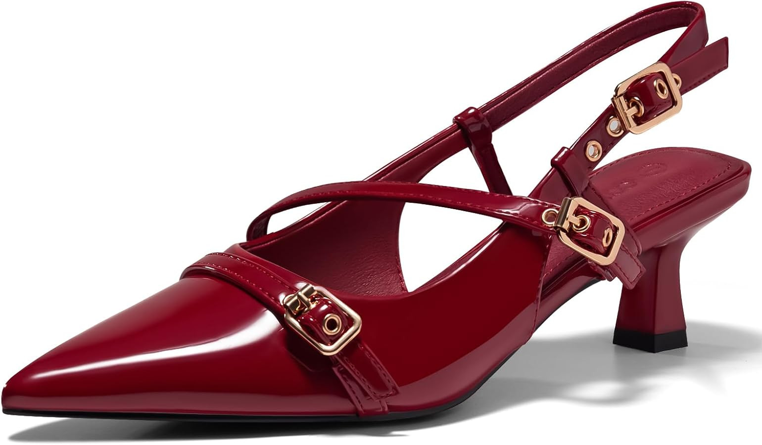 Coutgo Womens Slingback Kitten Heels Low Heel Closed Pointed Toe Pumps Buckle Strap Heeled Sandal... | Amazon (US)