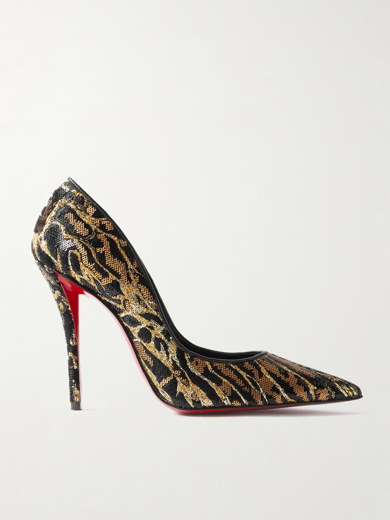 Christian Louboutin - Miss Z Ocelot 100 Lurex And Leather-trimmed Sequined Satin Pumps - Animal print | NET-A-PORTER (US)