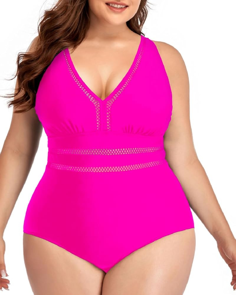 Daci Women Plus Size One Piece Swimsuits Sexy V Neck Backless Bathing Suit | Amazon (US)