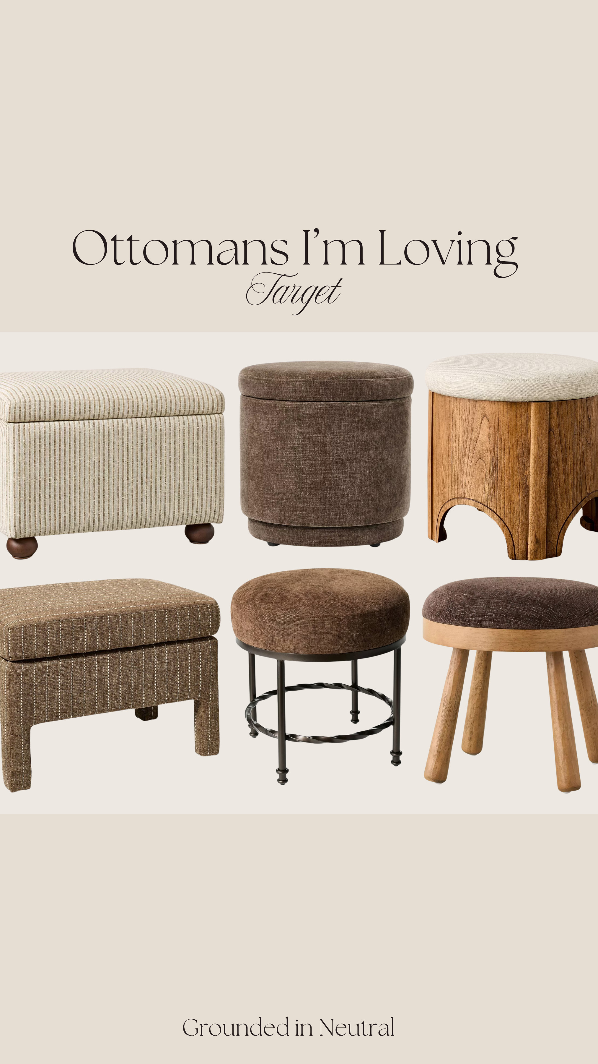 @Target ottomans, all so pretty! So many of these are on sale right now, too and I’m loving the storage options. 🤎🧺

#LTKHome #LTKSaleAlert