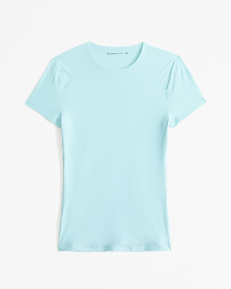 Abercrombie & Fitch Women's Soft Matte Seamless Tuckable Baby Tee in Light Blue - Size L | Abercrombie & Fitch (US)