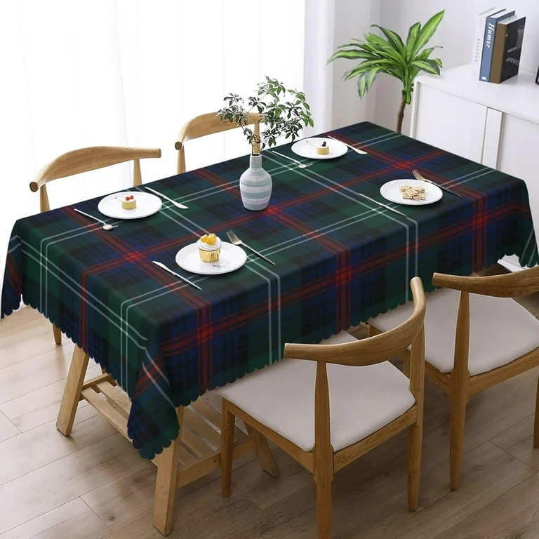Rectangle Table Cloth, Sutherland Clan Tartan Green and Blue Plaid Resistant Washable Tablecloth ... | Walmart (US)