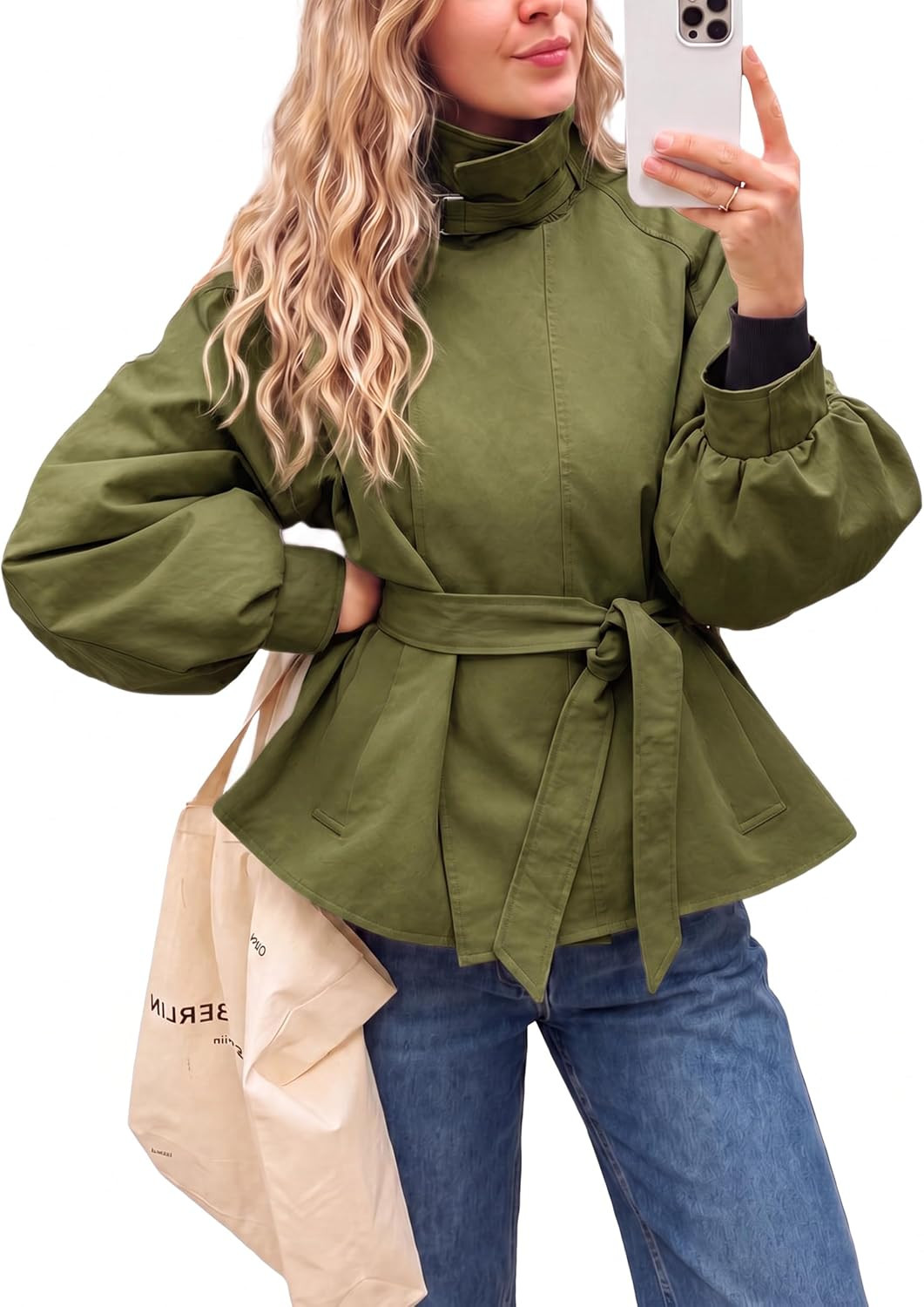Tankaneo Womens Cropped Trench Coat Trendy Lightweight Short Jackets | Amazon (US)