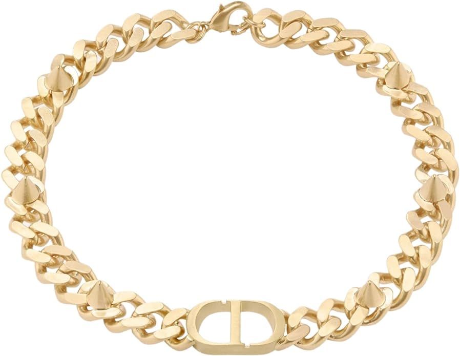 4th Command 18k Gold Plated Cuban Chain CD Initial Stainless Steel Non-Fading Dainty Bracelet | Amazon (US)