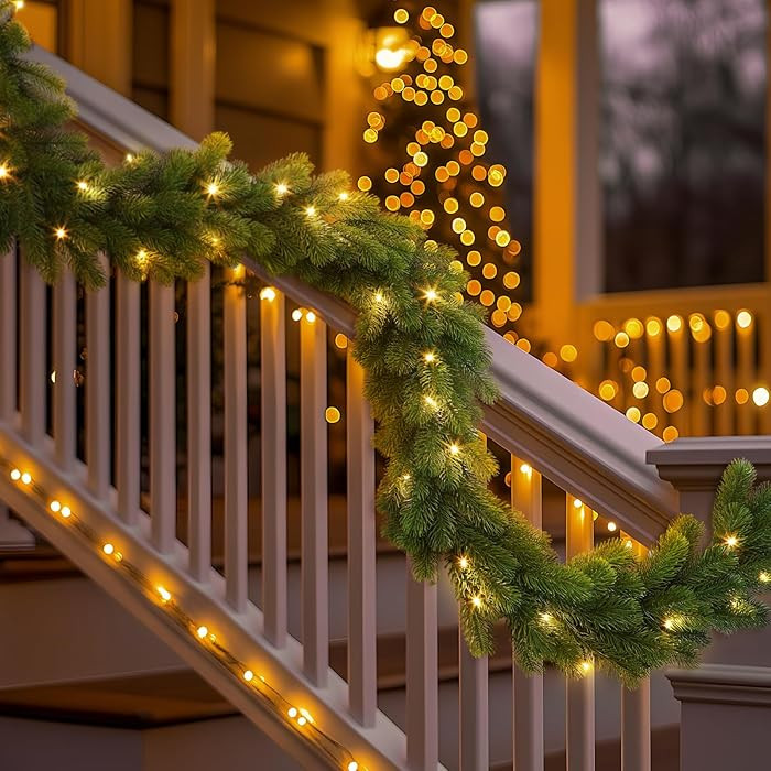 9ft Pre-Lit Christmas Garland, Artificial Lighted Norfolk Pine Garland with Multi-Color Lights, B... | Amazon (US)