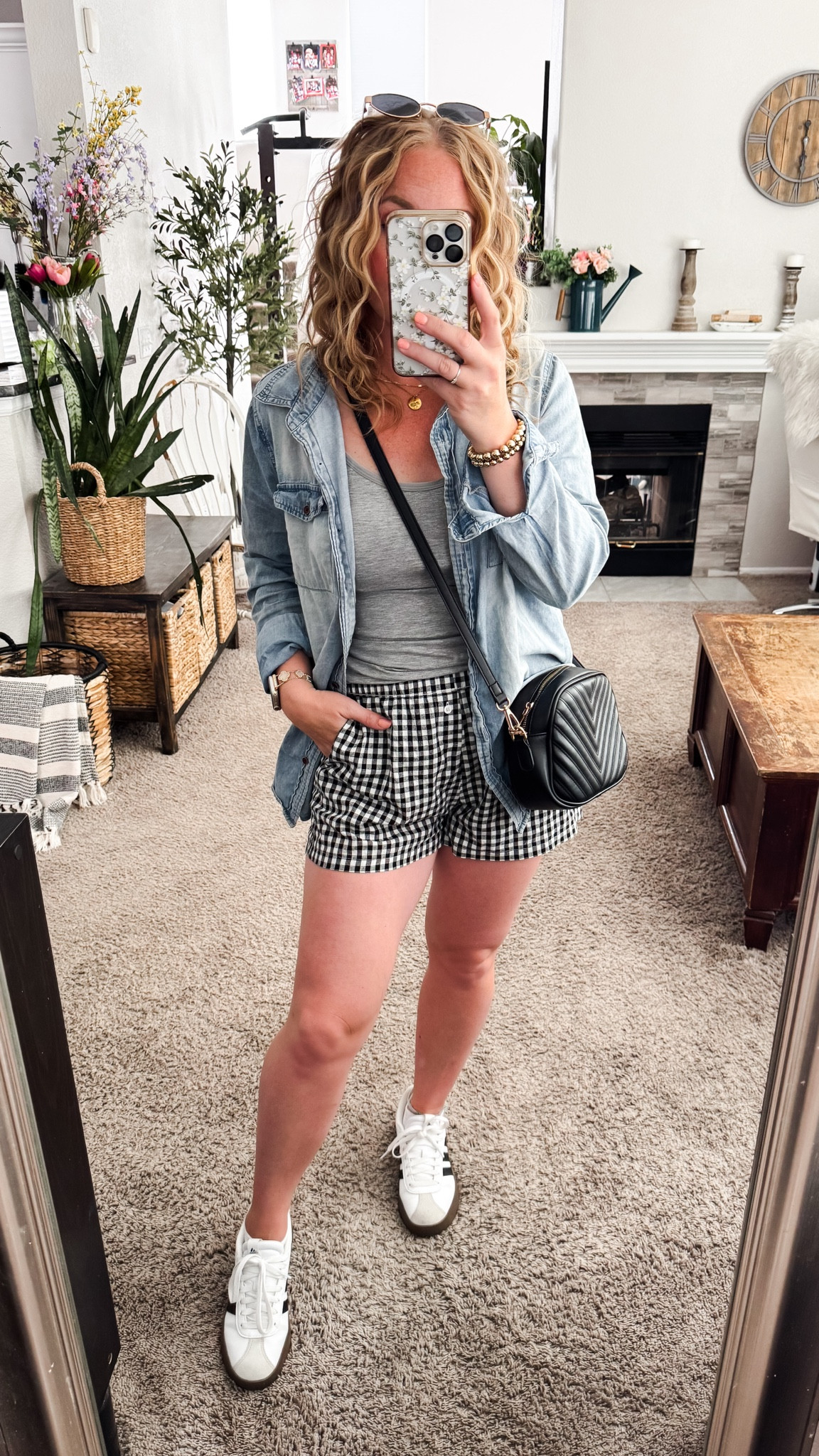 Light grey tank top with built in bra, chambray button down shirt, gingham boxer shorts, crossbody bag, and adidas sneakers 







Amazon outfits every outfit inspo, outfit ideas, casual outfits amazon, amazon outfits every day, spring outfits 2026, summer outfits

#LTKSaleAlert #LTKootd #LTKPetite