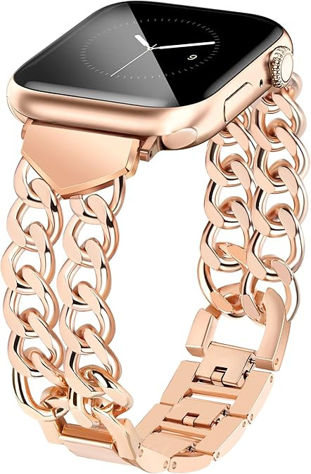 JR.DM Gold Watch Bands for Women Compatible with Apple Watch 41mm 38mm 42mm 44mm 45mm 46mm 49mm S... | Amazon (US)