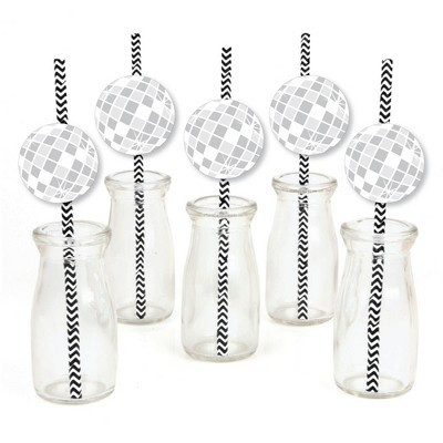 Big Dot of Happiness Disco Ball - Paper Straw Decor - Groovy Hippie Party Striped Decorative Straws - Set of 24 | Target