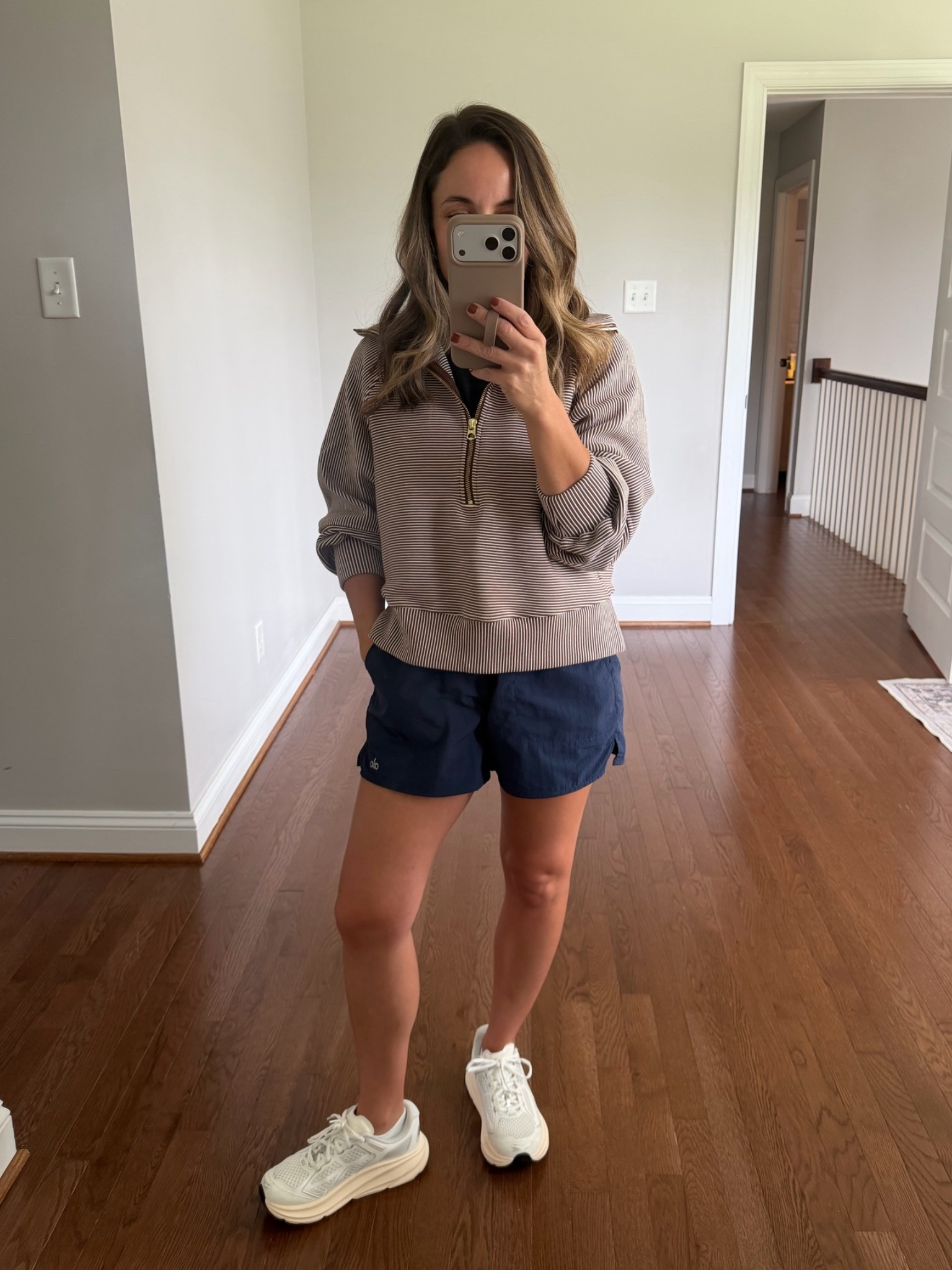 Casual Saturday outfit 

Shorts: xxs 
Top: xs 
Sweatshirt: xs 
Sneakers: true to size

#LTKPetite #LTKActive