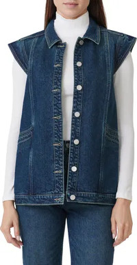 Click for more info about Cap Sleeve Denim Vest