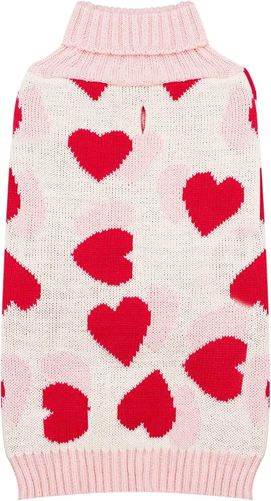 KYEESE Dogs Sweaters Valentines Day Small Dog Sweaters Red Heart with Leash Hole Pet Sweater Pupp... | Amazon (US)