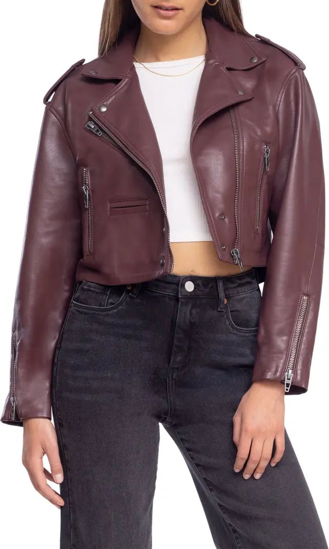 Faux Leather Crop Moto JacketBLANKNYC | Nordstrom