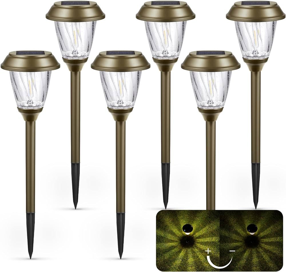 XMCOSY+ Solar Lights Outdoor Waterproof - 10/25 LM LED Auto On/Off Glass Outdoor Solar Lights for... | Amazon (US)