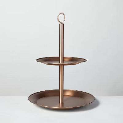 Two-Tier Metal Serve Stand Antique Copper - Hearth & Hand™ with Magnolia | Target