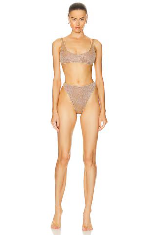 Oseree Lumière Sporty 90s Bikini Set in Toffee | FWRD | FWRD 