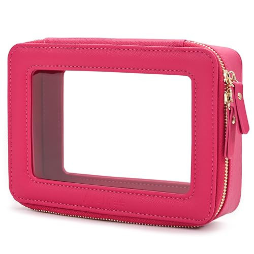 Aveniee Clear Makeup Bag Organizer,Travel Toiletry Bag for Women,Waterproof Cosmetic Pouch with Zippers,Car Accessories Organizers and Storage Case,Hotpink,Medium Classic | Amazon (US)
