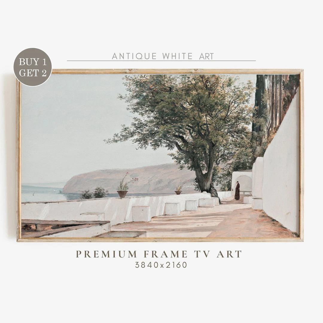 Samsung Frame TV Art Neutral Cottage Painting Summer Coastal - Etsy | Etsy (US)