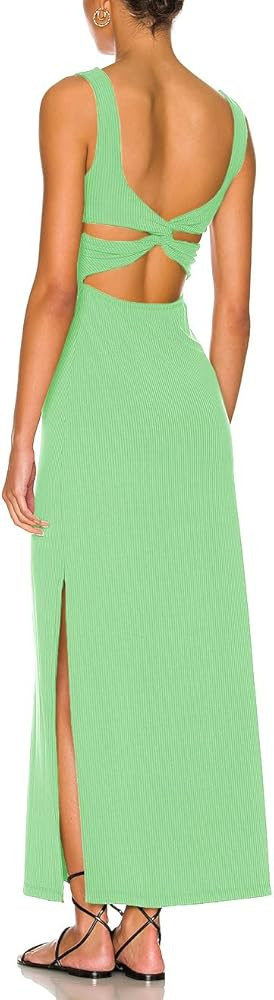 ALENDA DANMOS Women's Elegant Backless Maxi Dress Sexy High Sides Slit Tank Dress Twist Back Casu... | Amazon (US)