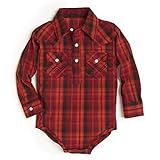Wrangler baby boys Long Sleeve Snap Body Suit Shirt, Red/Black, 0-3 Months US | Amazon (US)