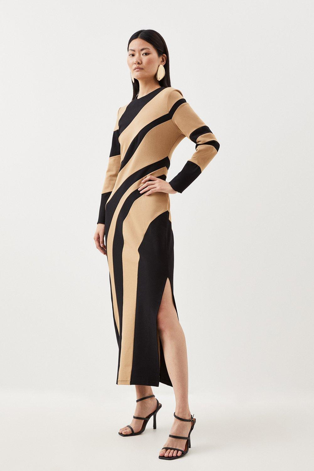 Colour Block Ponte Jersey Midi Dress | Karen Millen UK + IE + DE + NL