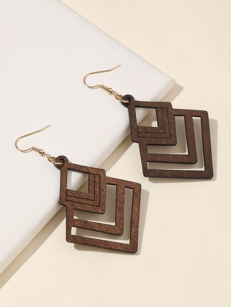 Hollow Out Geometric Drop Earrings | SHEIN