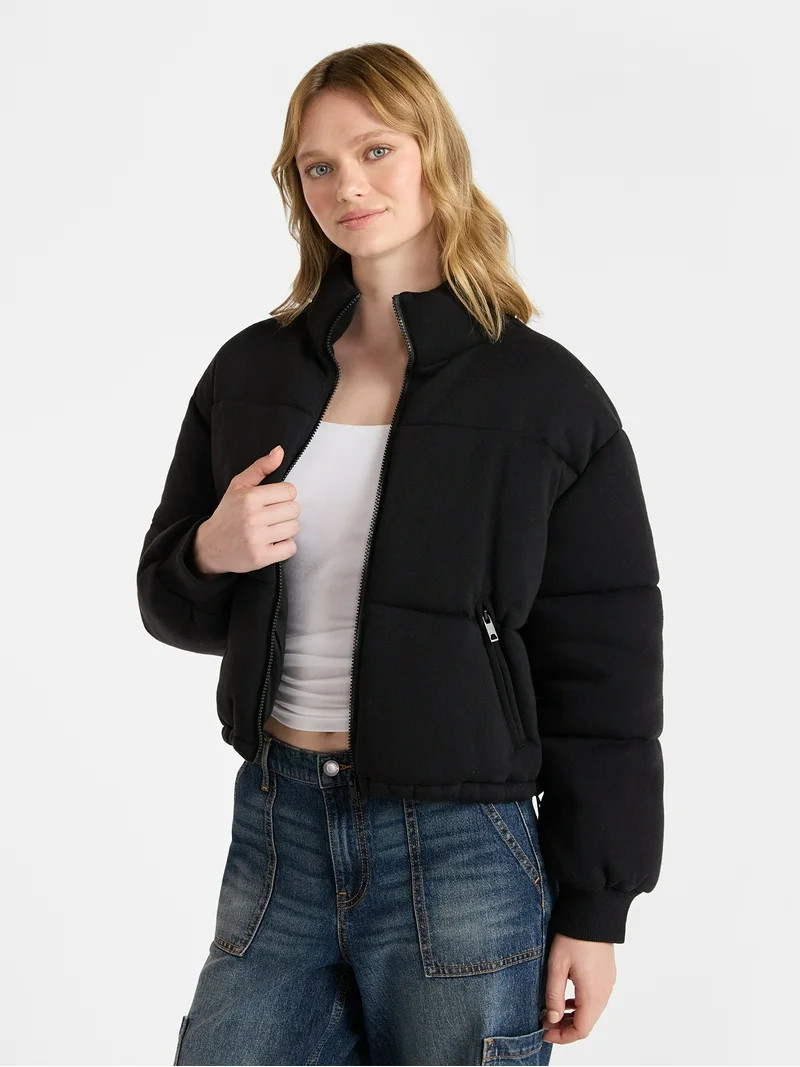 No Boundaries Knit Puffer Jacket, Women's | Walmart (US)