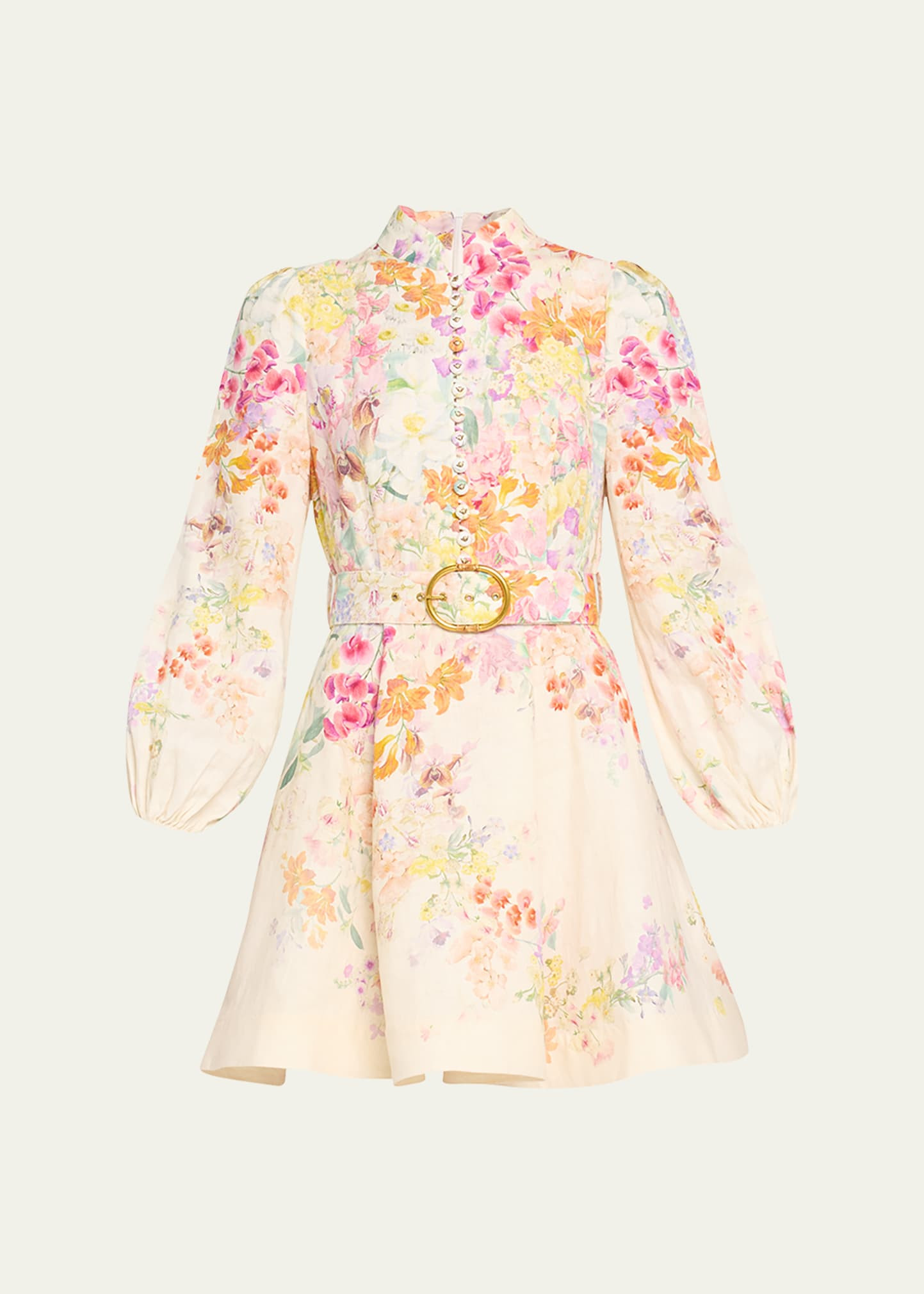 Zimmermann Natura Floral Buttoned Mini Dress | Bergdorf Goodman