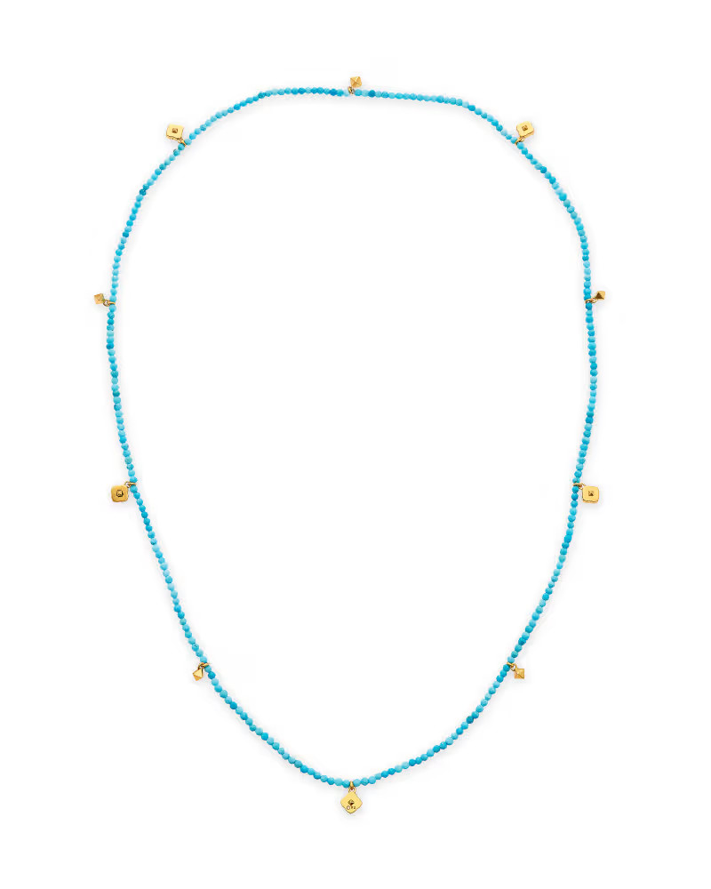 Britt Vintage Gold Convertible Stretch Necklace in Variegated Turquoise Magnesite | Kendra Scott