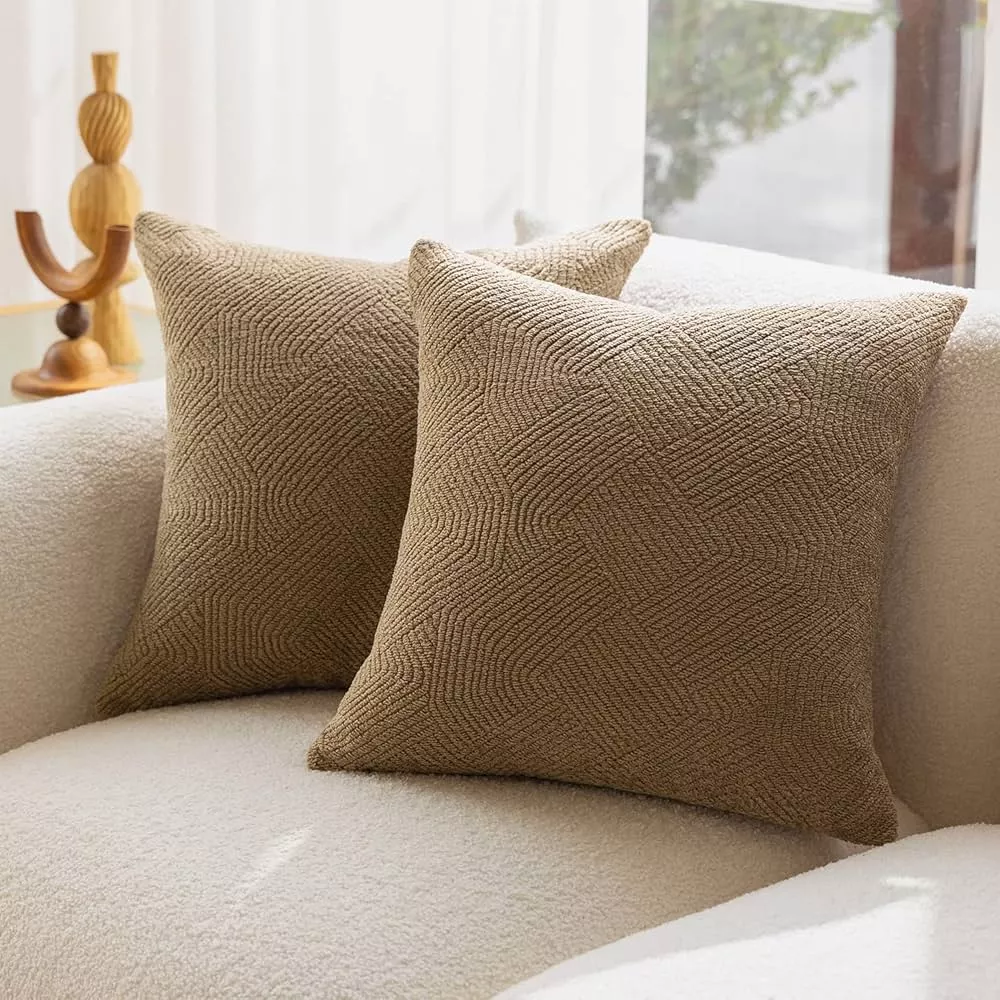 DOMVITUS Boucle Pillow Covers 20x20 Throw Pillows for Couch Set of 2  Neutral Pillow Covers Decorative Pillows for Living Room Bed Sofa Pillows  Soft