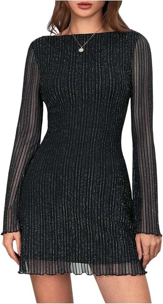 MakeMeChic Women's Cheetah Print Mini Dress Y2k Bell Sleeve Leopard Print Dress Going Out Outfits | Amazon (US)