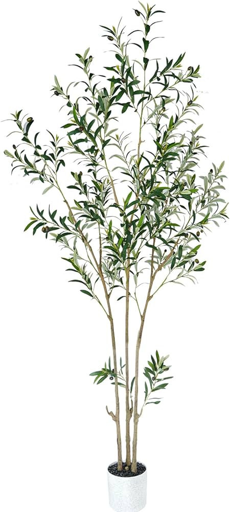 7 Feet (84'') Olive Tree Fluffy Artificial Plants Indoor for Home Corner, Faux Olive Tree for Mod... | Amazon (US)