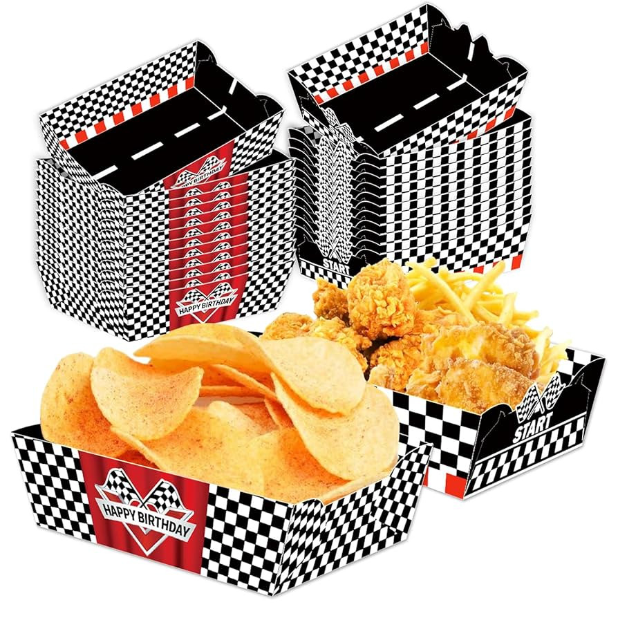 24 Pcs Racing Car Theme Food Trays Race Track Party Supplies Decorations Racing Sports Themed Din... | Amazon (US)