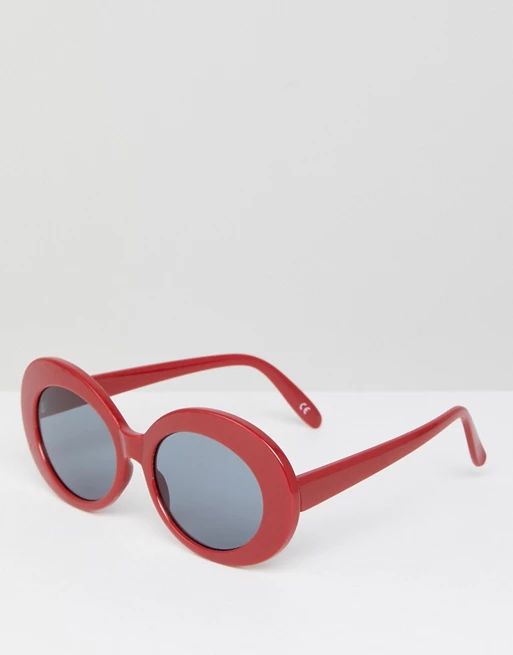 ASOS Oval Sunglasses in Red | ASOS UK