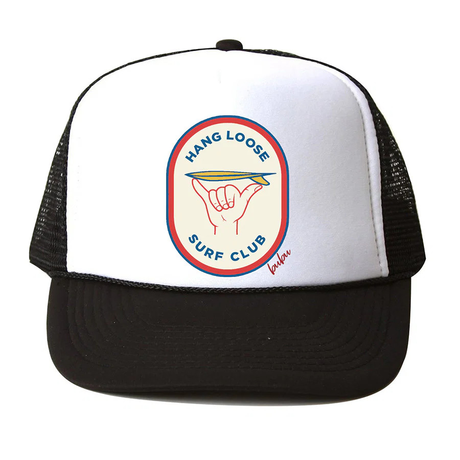 Hang Loose Surf Club Trucker Hat, B/W | SpearmintLOVE