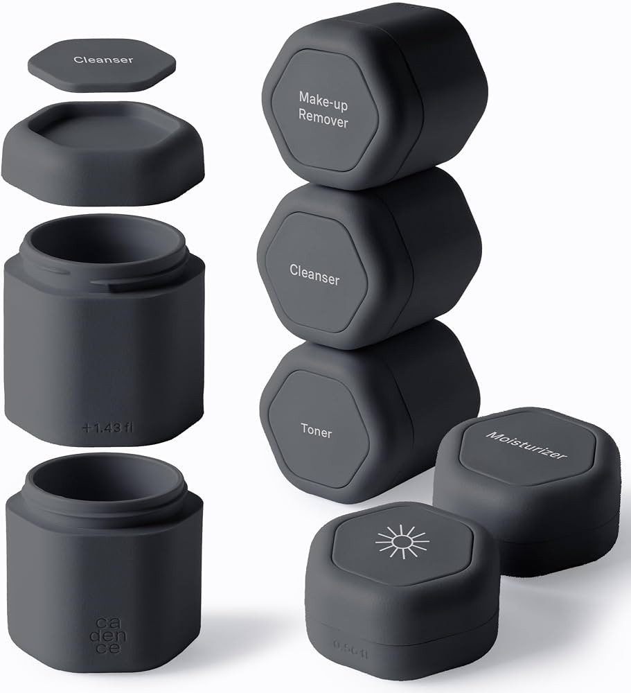 Cadence Capsules - Full Skincare Set, Charcoal - Six Containers with Magnetic Lids - 100% Leak Pr... | Amazon (US)