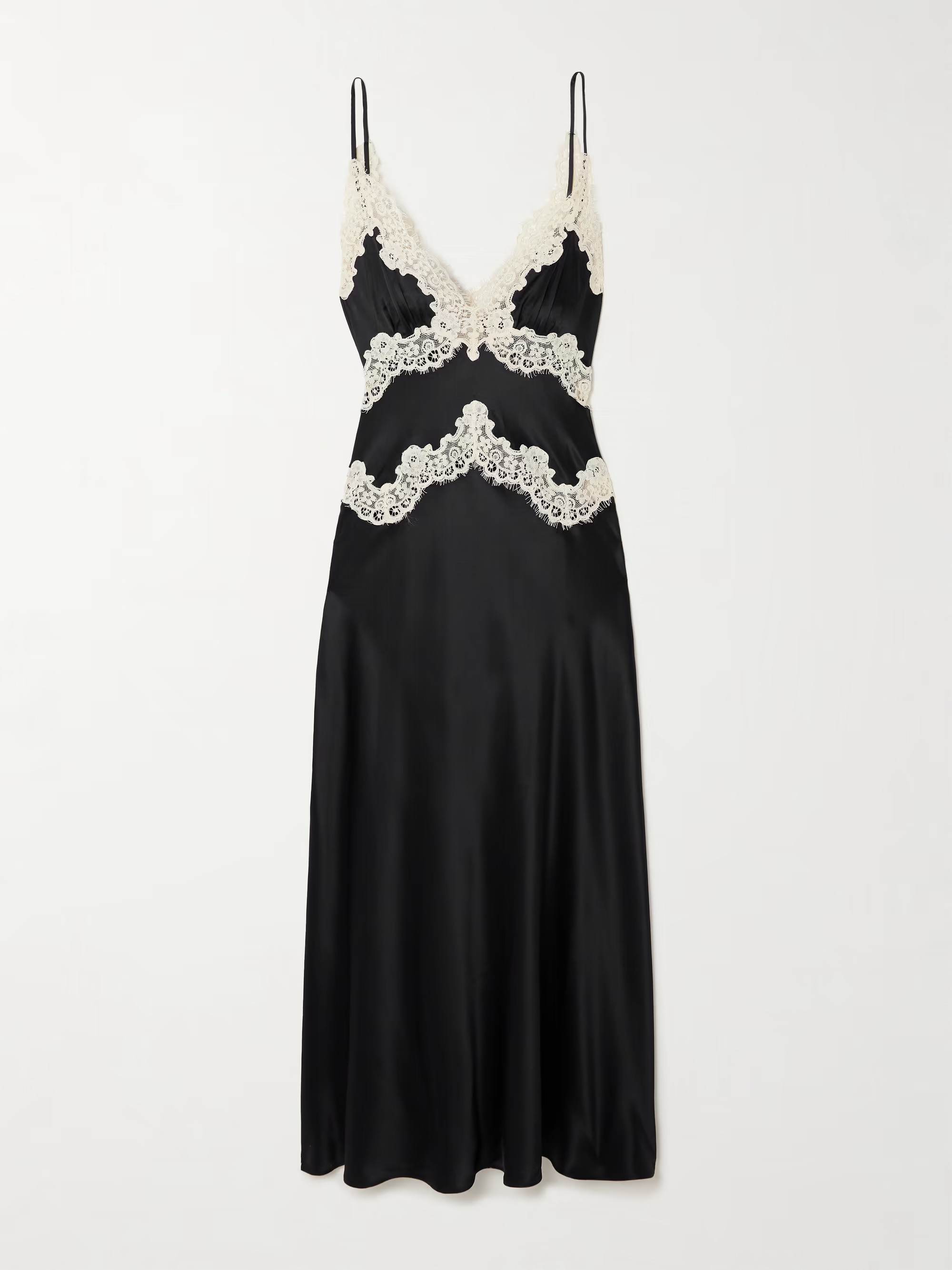 Obelia corded lace-trimmed silk-satin midi dress | NET-A-PORTER (UK & EU)