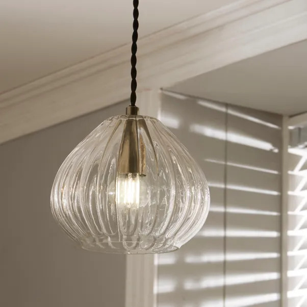 Ella Ribbed Glass Teardrop Pendant Ceiling Fitting | Dunelm (migrated)