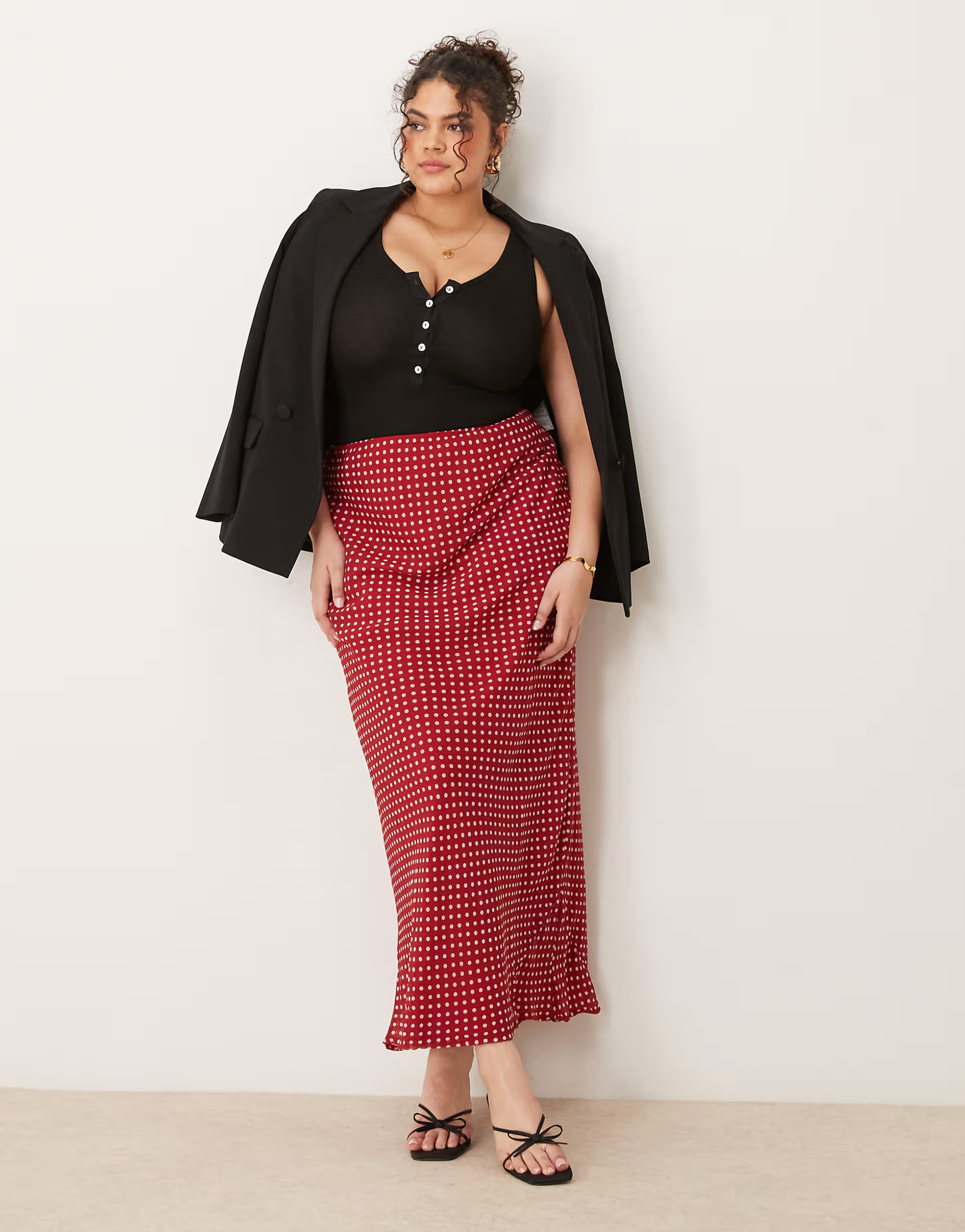 ASOS DESIGN Curve chiffon bias maxi skirt in red Spot | ASOS | ASOS (Global)