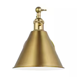 Generation Lighting Salem 1-Light Satin Brass Wall Sconce with Satin Brass Metal Shade 4198101-84... | The Home Depot