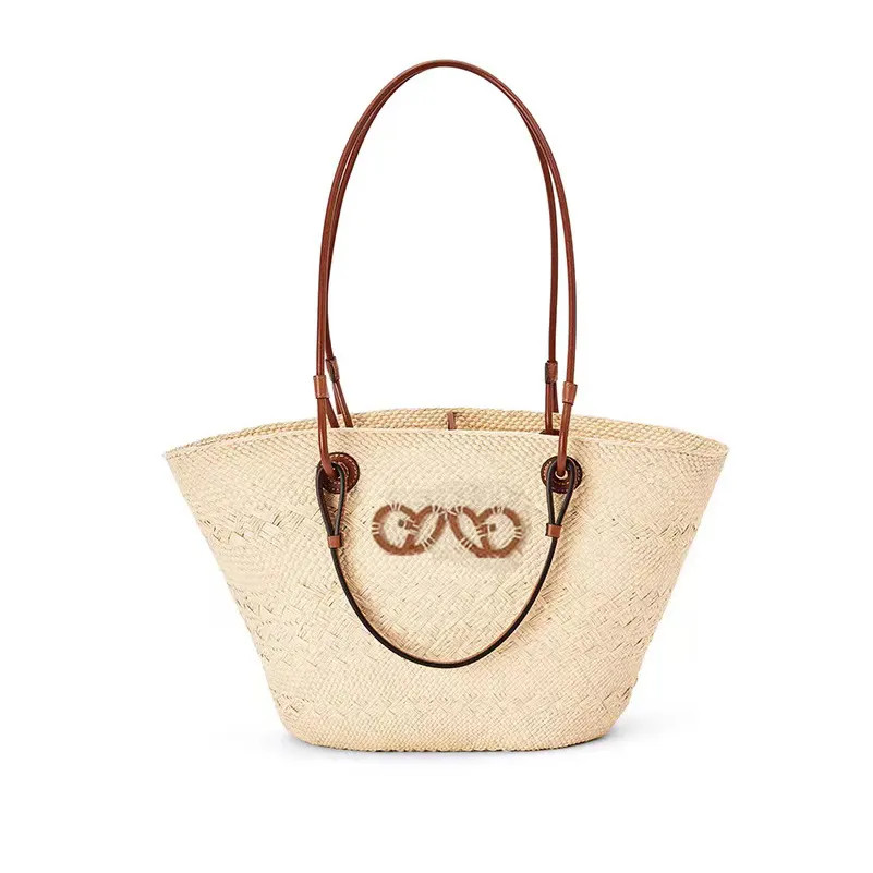 beach bags raffia shoulder bag vintage anagram straw shopping a5 tote bag fold handbag woman desi... | DHGate