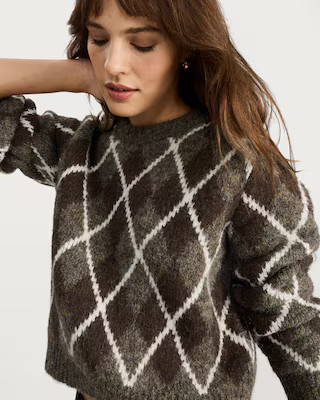 The F&F Edit Knitted Argyle Pattern Jumper with Wool in Brown | Tesco F&F