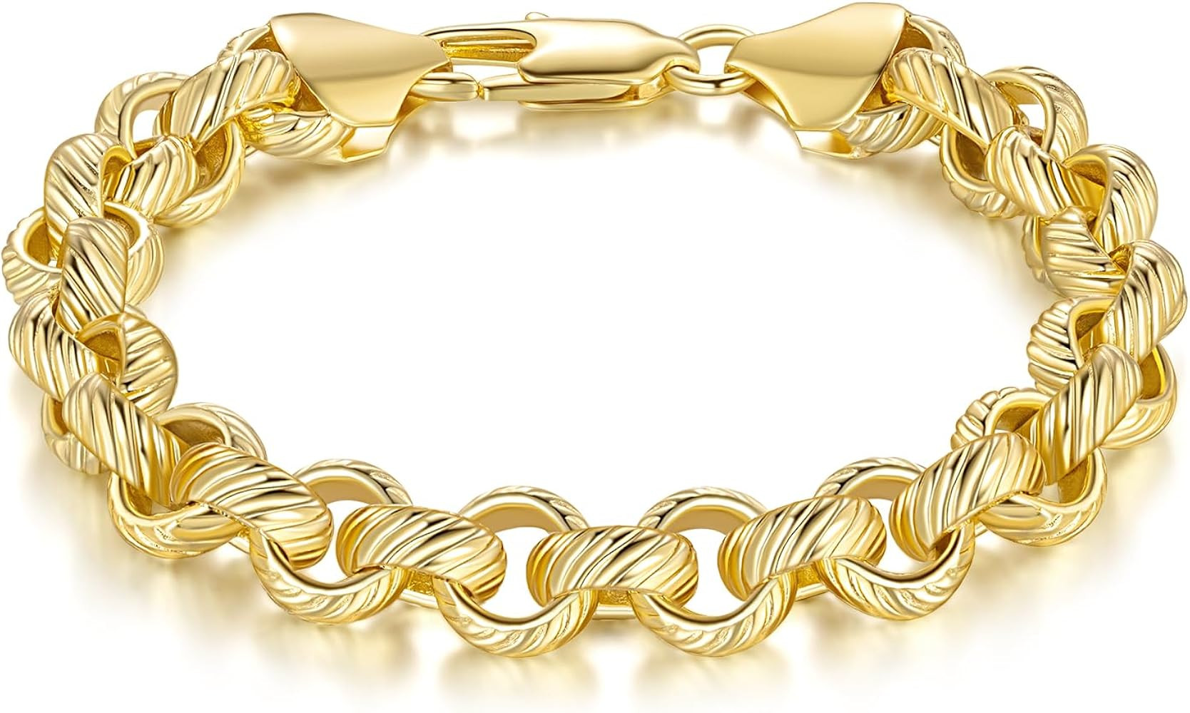 Bracelets 14K Gold Bracelets for Women Round-Edged O-Shaped Cable Chain Bracelet for Women Elegan... | Amazon (US)