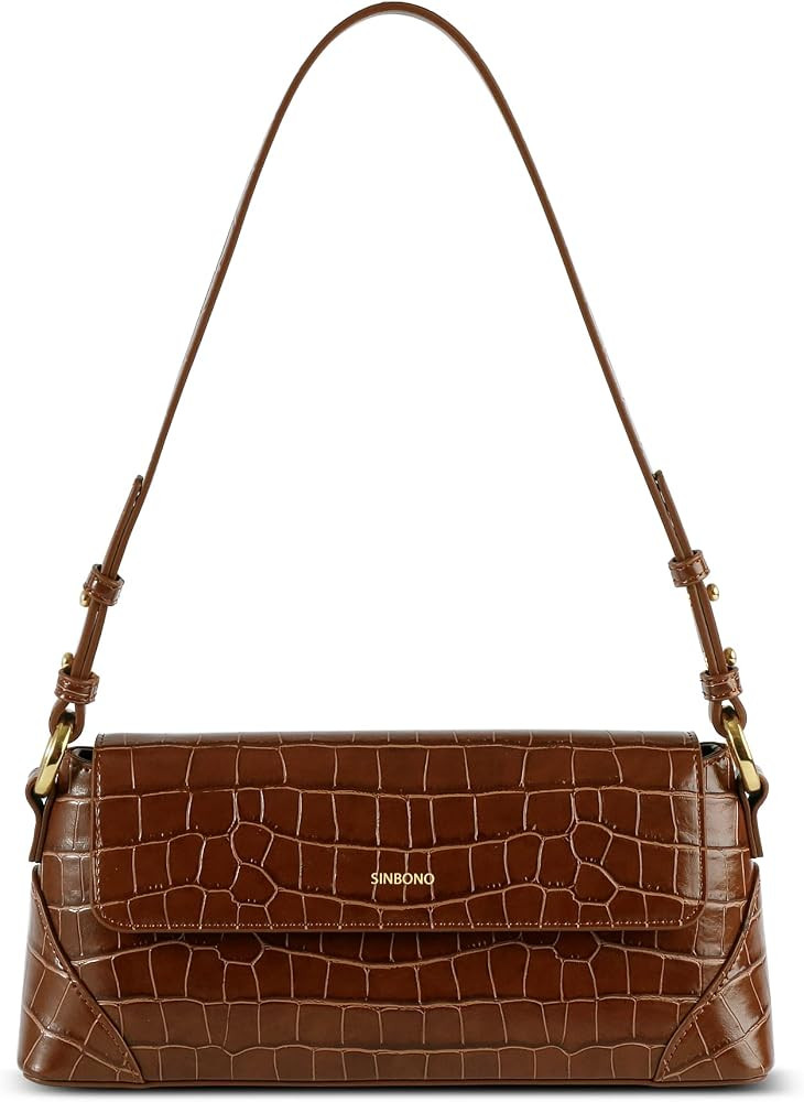 SINBONO Small Purses for Women, Classic Vegan Leather Shoulder Bag Designer Clutch Handbags with Adj | Amazon (US)