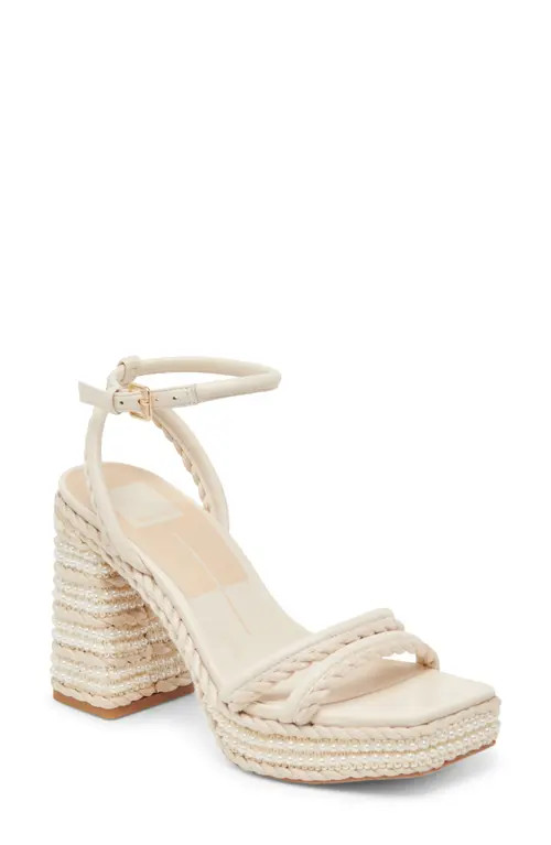 Dolce Vita Agnes Ankle Strap Platform Sandal in Bone Leather at Nordstrom, Size 7.5 | Nordstrom