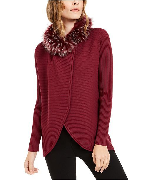 Faux-Fur-Trim Cardigan, Created for Macy's | Macys (US)